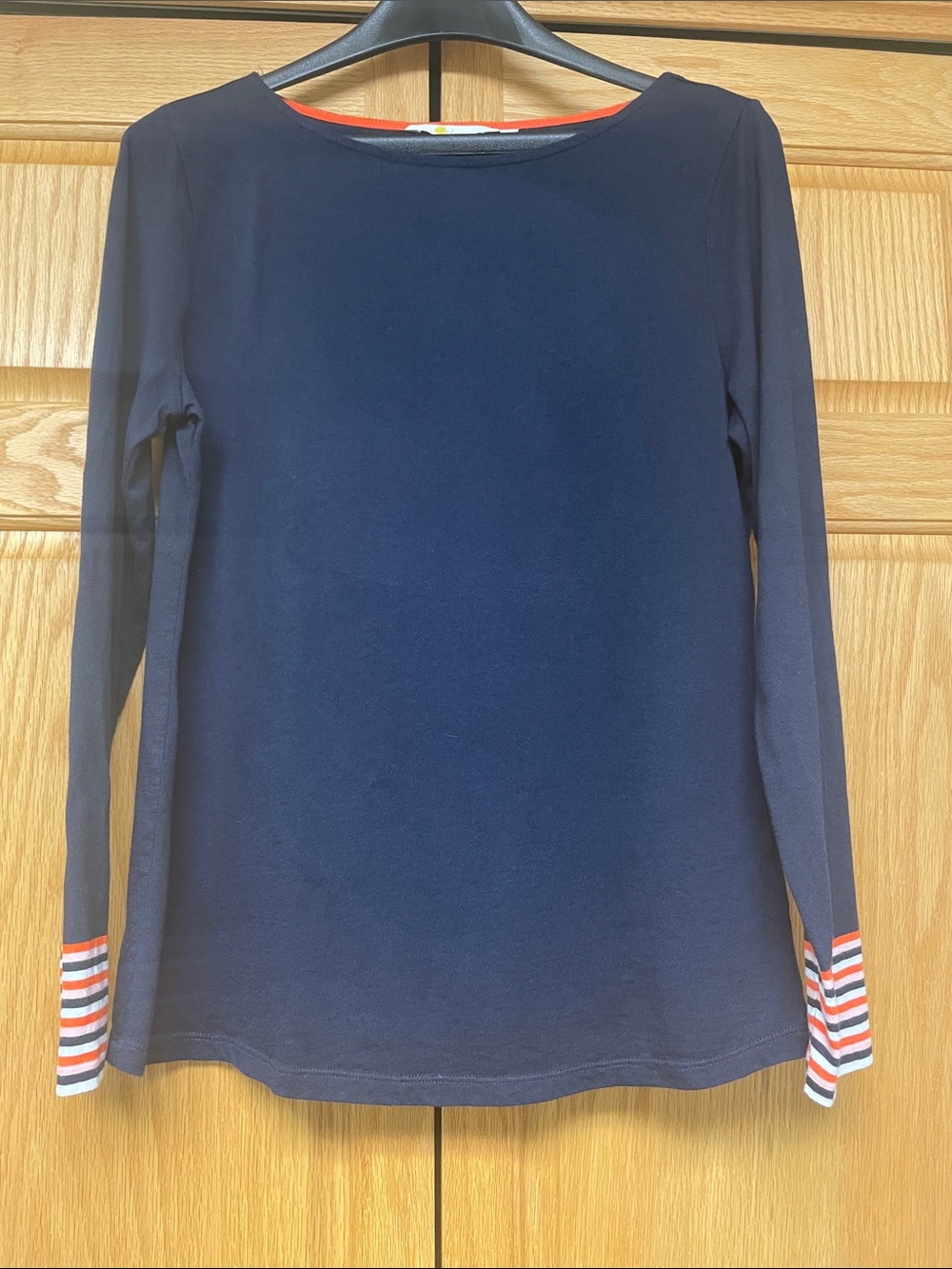 Boden Navy Boatneck Long-Sleeve Tee - Size Medium